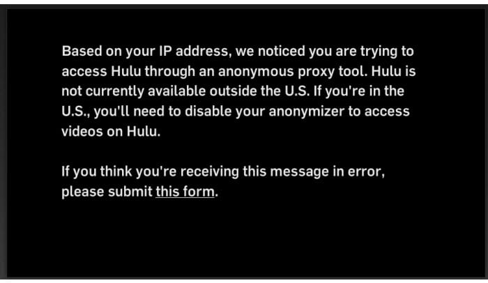 Hulu access blocked