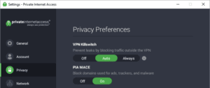 PIA VPN kill switch