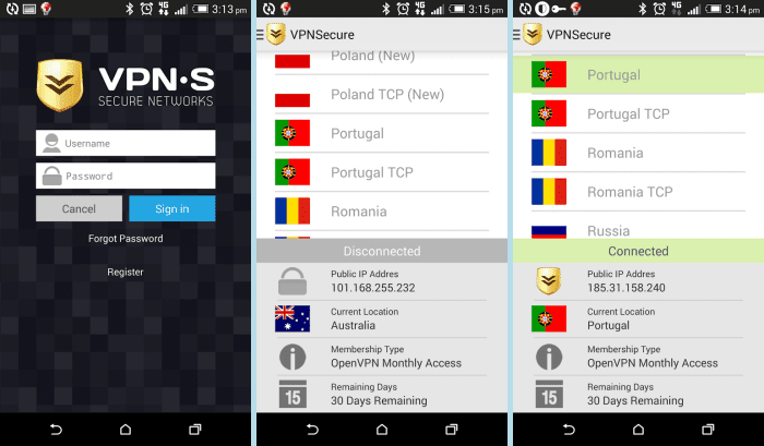 VPNSecure Android app
