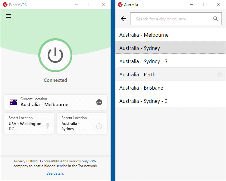 ExpressVPN Australia servers