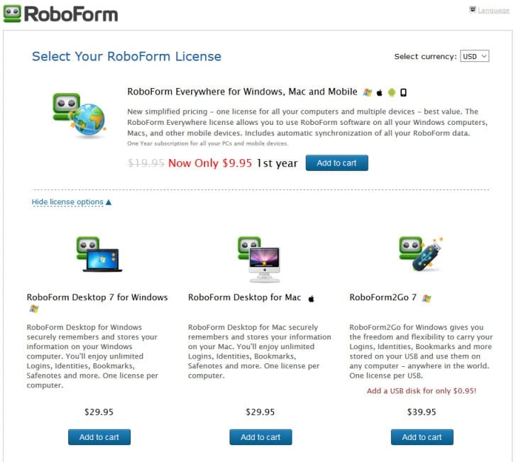 RoboForm Pro Pricing