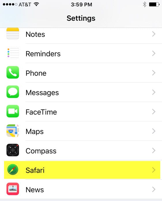 iOS Safari Settings