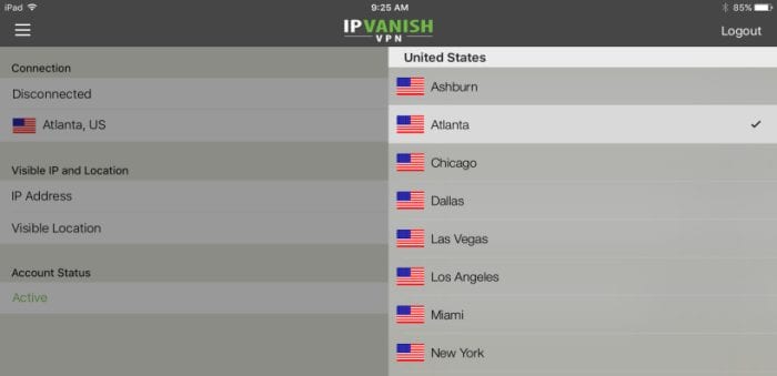 IPVanish iOS App for iPad Pro