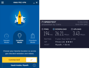 HMA Saudi Arabia speed test