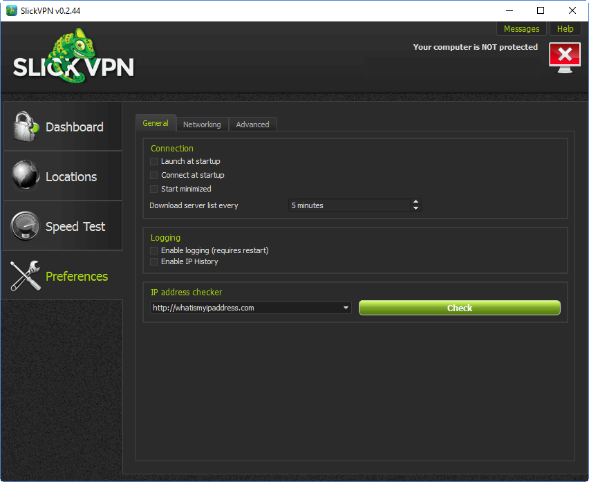 SlickVPN preferences