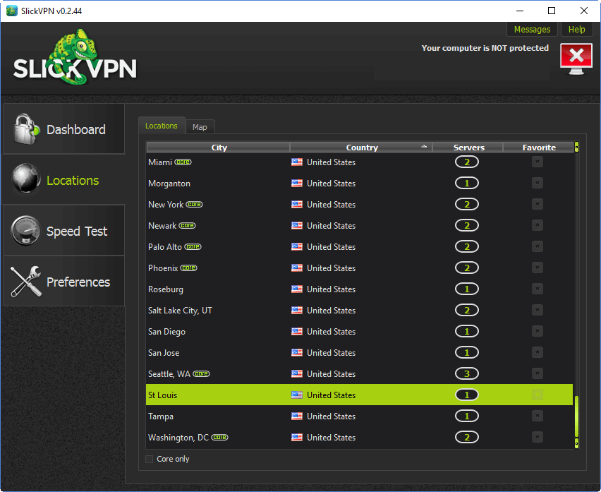 SlickVPN server locations