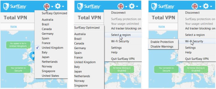 SurfEasy Server Selection