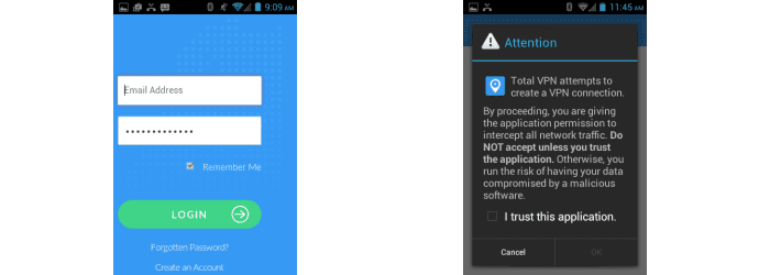 TotalVPN Android Login