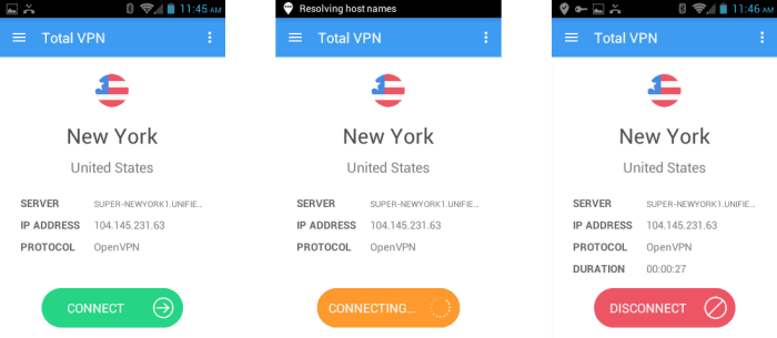 TotalVPN Android Connection Process