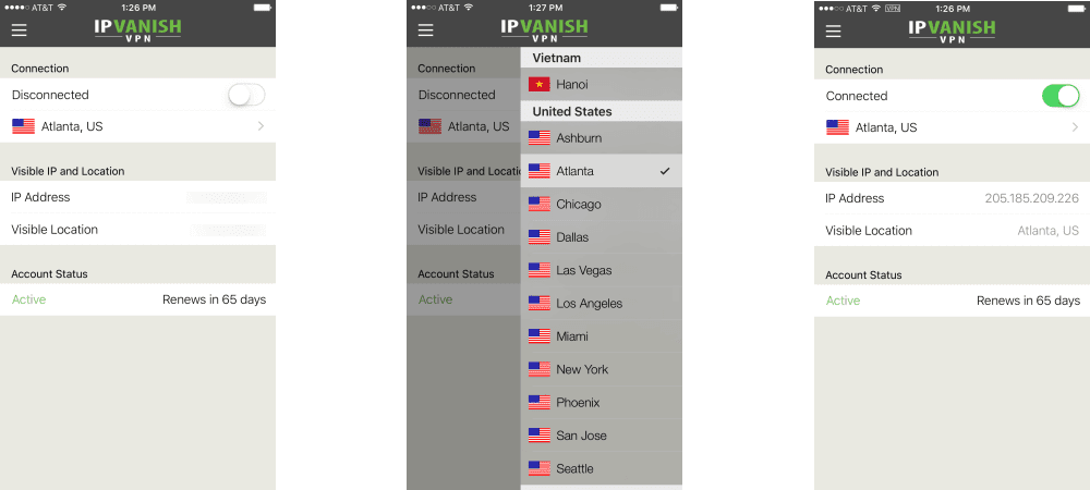 IPVanish iOS VPN Connection