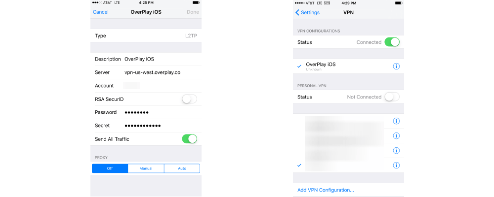 OverPlay VPN L2TP Setup for iOS