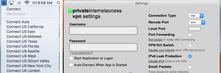 PIA Mac VPN app