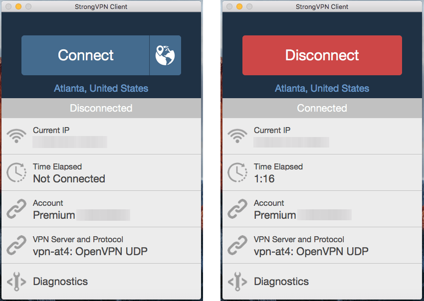 StrongVPN Mac client