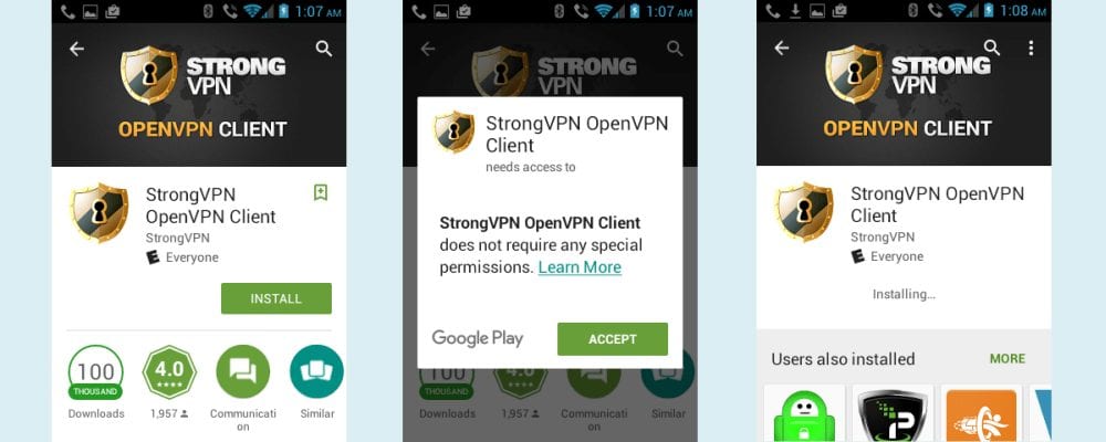 StrongVPN Android Install
