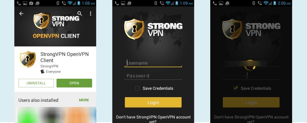 StrongVPN Android Login