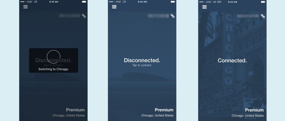 StrongVPN iOS App Chicago Connection