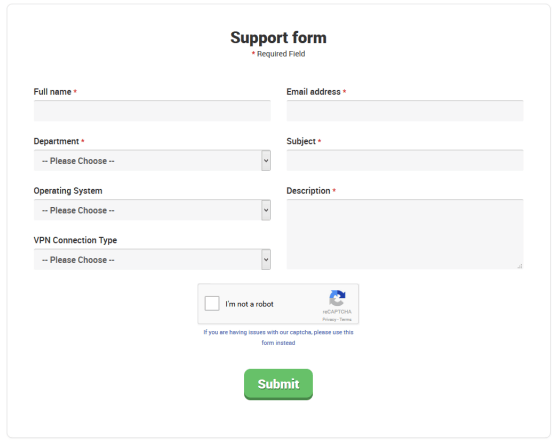 StrongVPN Support Form