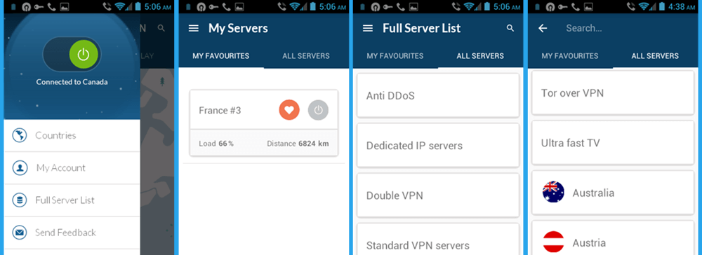 NordVPN Android App Full Server List