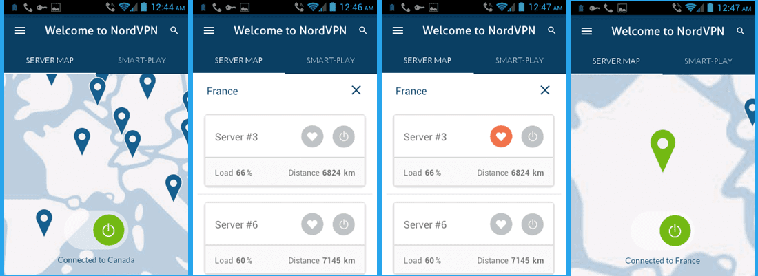NordVPN Android App Map Connection France#3