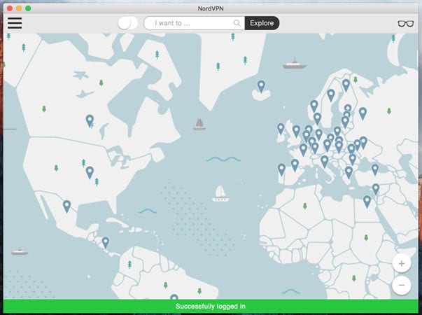 NordVPN Mac OS X Client Logged In