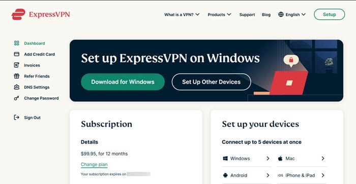 ExpressVPN account