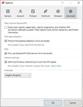 ExpressVPN advanced options