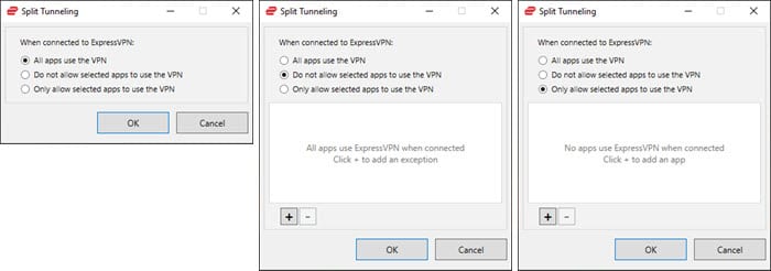 ExpressVPN split tunneling