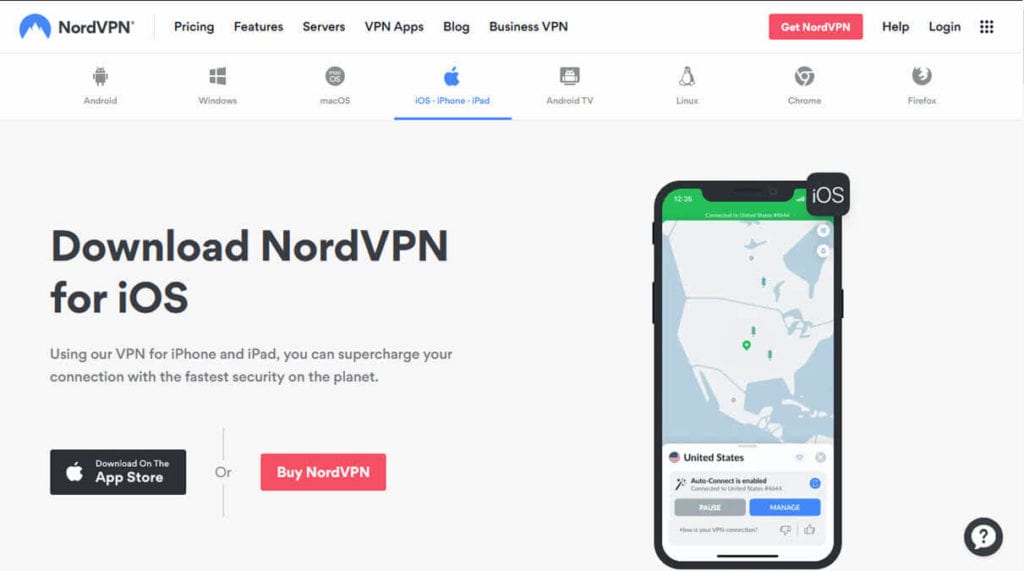 NordVPN iOS app
