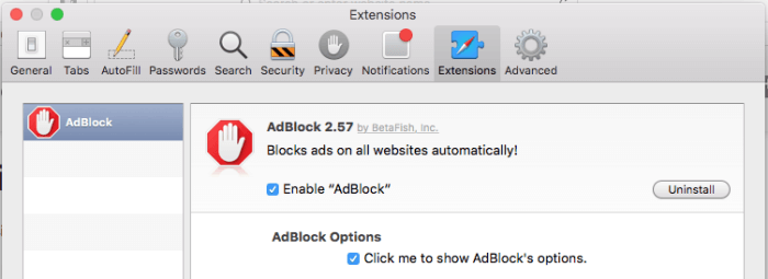 Enable Adblock in Safari