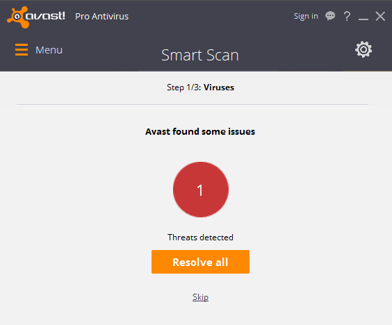Avast scan issues
