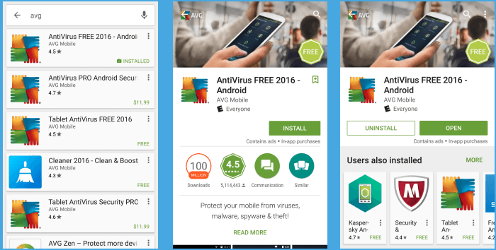 Install AVG for android