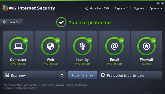 AVG Internet Security protected console