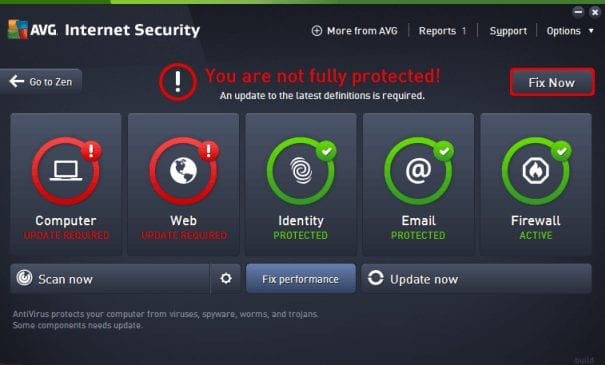 AVG Internet Security not protected