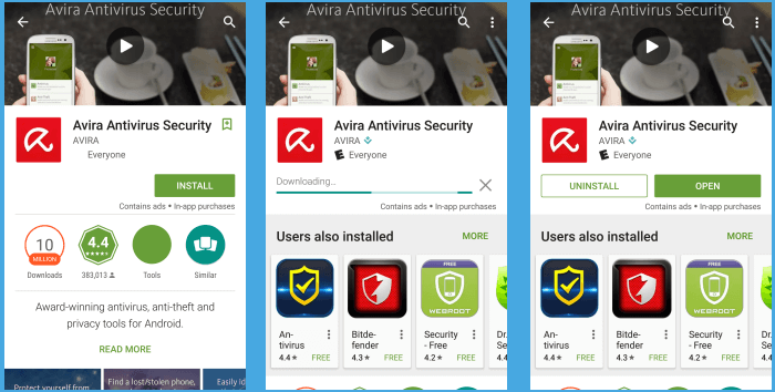 Avira install screens