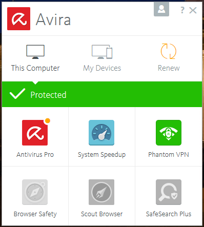 message for Avira console