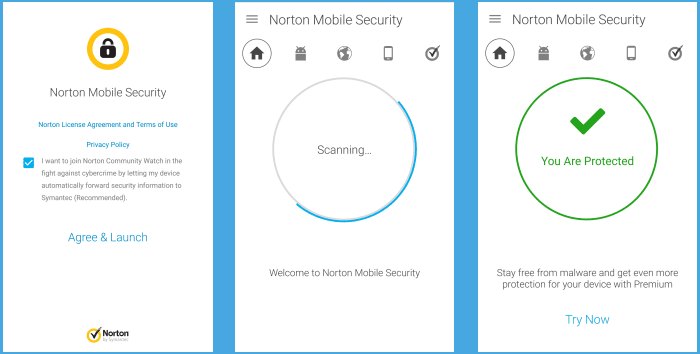 Norton Security for Android scanning