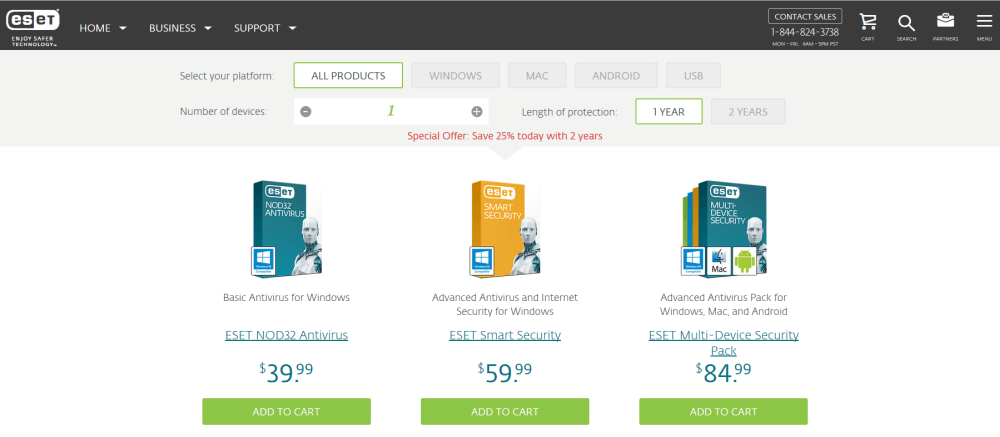 Pricing for ESET Security