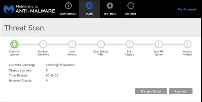 Threat scan running