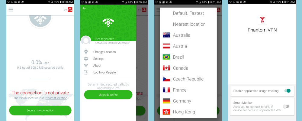 Phantom VPN Android Settings