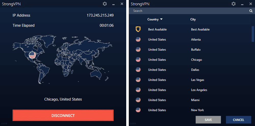 StrongVPN Windows client