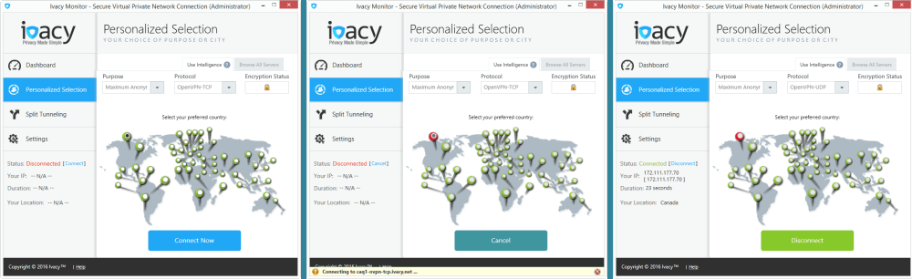 Ivacy VPN Network Connection