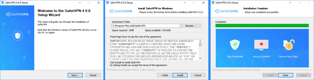 SaferVPN for Windows Installation