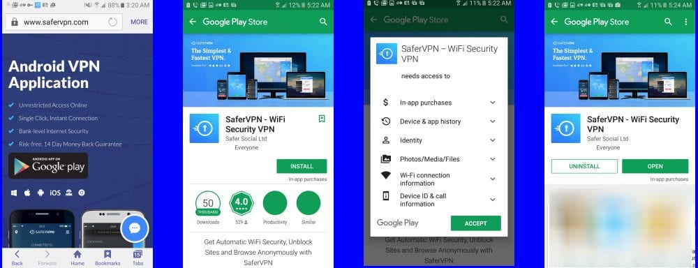 SaferVPN for Android Installation