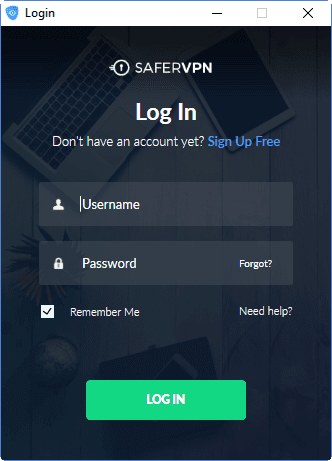 SaferVPN log in 