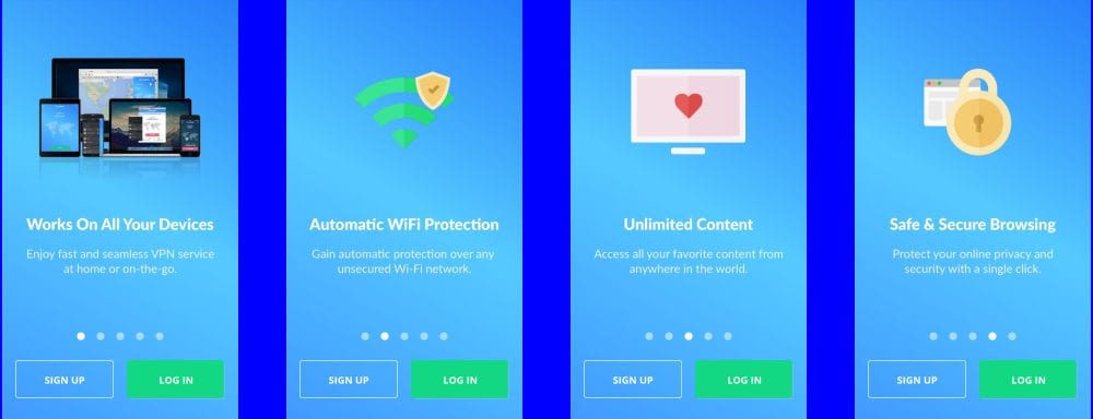SaferVPN Feature Slideshow for Android