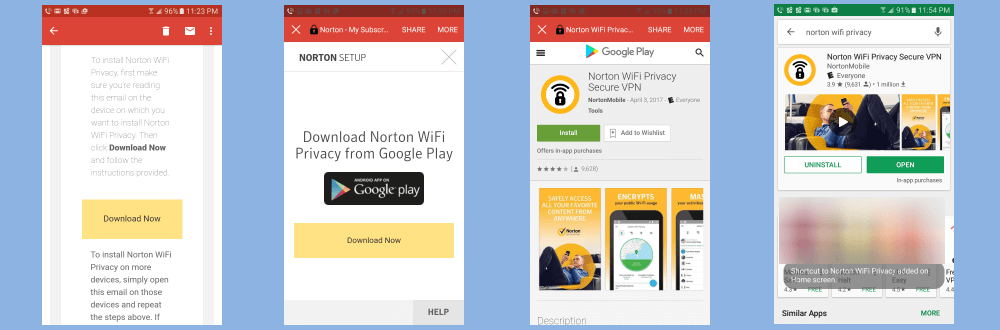 Norton WiFi Privacy Secure VPN App Installation