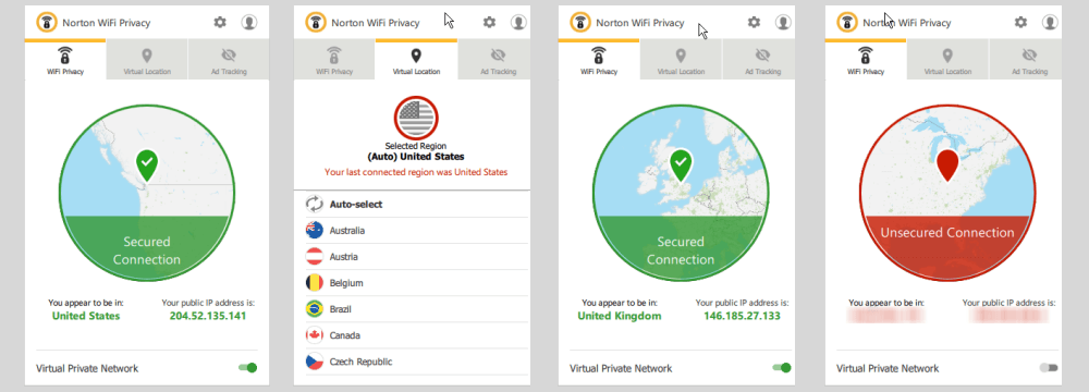 Changing Servers with the Norton WiFi Privacy Client