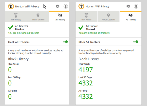 Norton WiFi Privacy Ad Blocker Usage