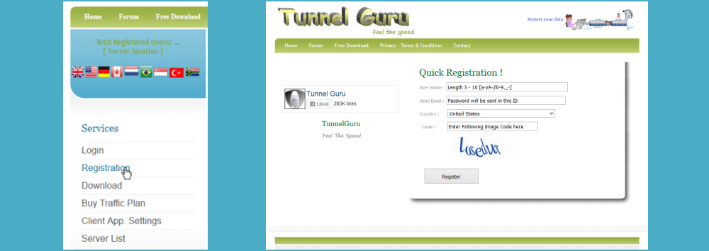 Creating a TunnelGuru Account