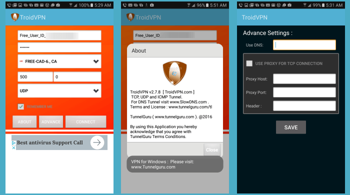 Troid VPN Dashboard and Features